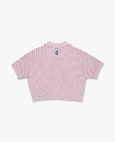  FILA - Áo croptop nữ dệt kim cổ bẻ Origin 