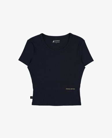  KANGOL - Áo kiểu nữ cổ tròn tay ngắn phom ôm 