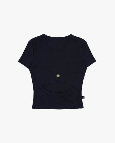  KANGOL - Áo kiểu nữ cổ tròn tay ngắn phom ôm 