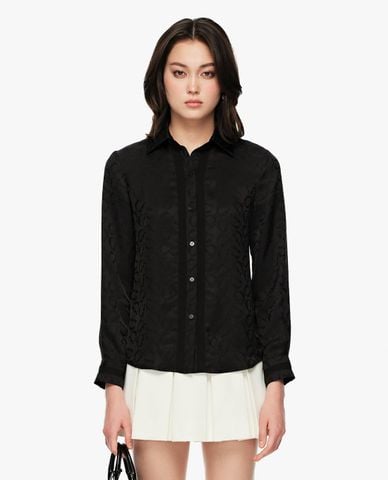  GIGI - Áo sơ mi nữ cổ bẻ tay dài họa tiết monogram 