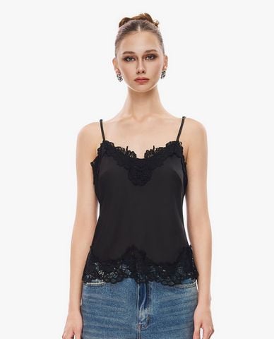  GIGI - Áo hai dây nữ cổ V viền ren 