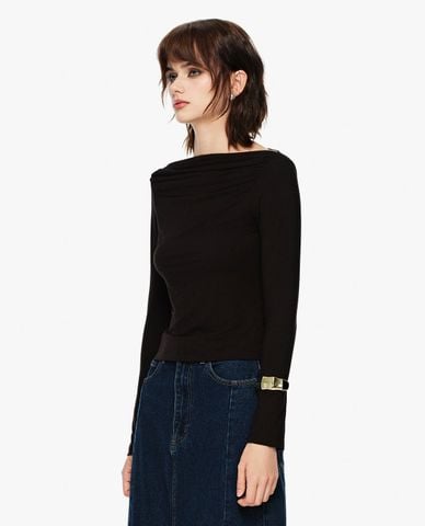  GIGI - Áo kiểu nữ cổ thuyền tay dài phom ôm 