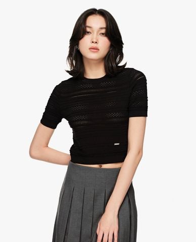  GIGI - Áo kiểu nữ cổ tròn tay ngắn phom ôm 