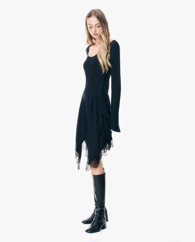  GIGI - Đầm midi cổ thuyền tay dài bất đối xứng 