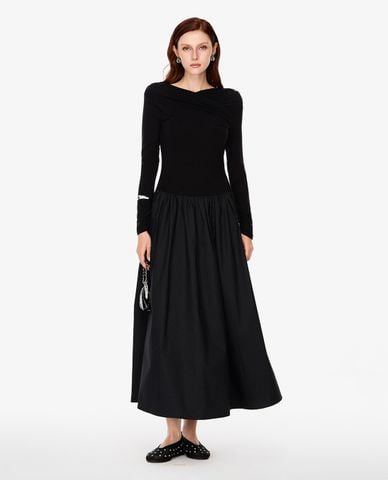  GIGI - Đầm midi cổ đắp chéo tay dài 