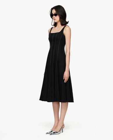  GIGI - Đầm hai dây midi cổ vuông 