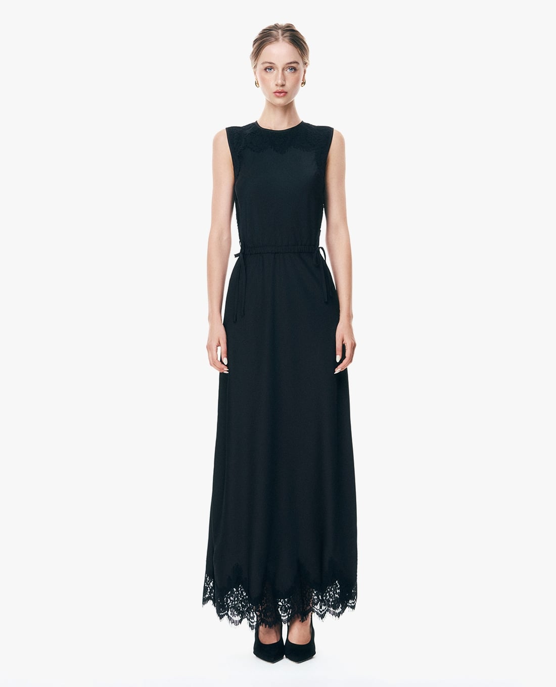 GIGI - Đầm sát nách maxi phối ren thêu