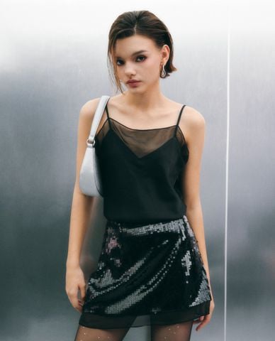  GIGI - Chân váy chữ A mini đính sequin 