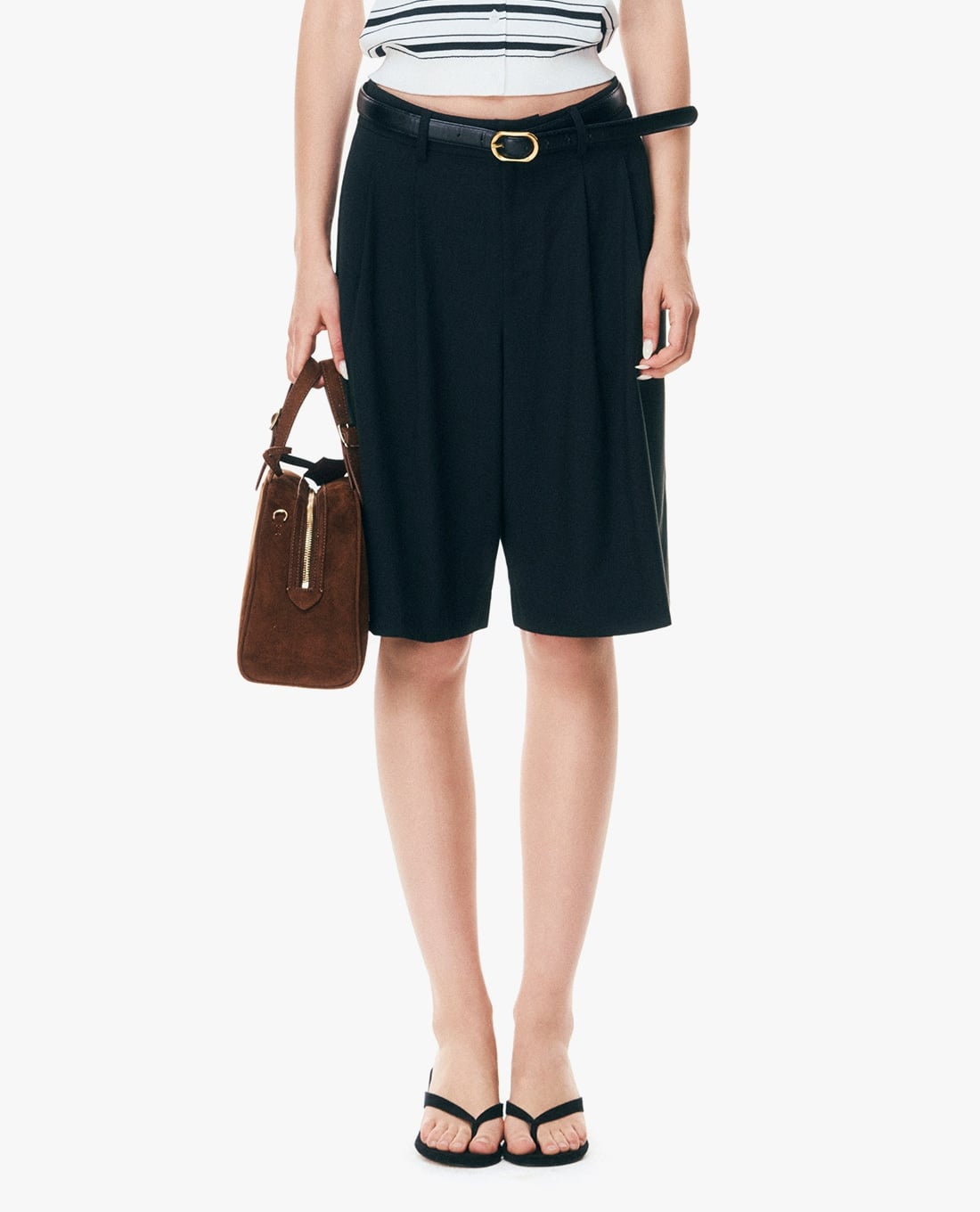 GIGI - Quần short nữ ngang gối ống rộng xếp li