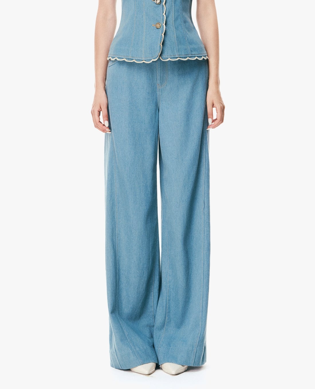 GIGI - Quần jeans nữ ống rộng cạp cao