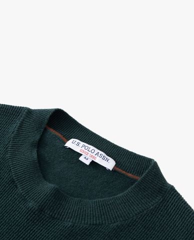  USPA - Áo dệt kim nam cổ tròn tay dài thêu logo 