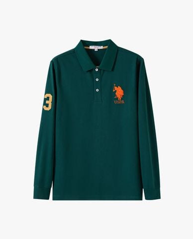  USPA - Áo polo nam tay dài thêu logo cổ điển 