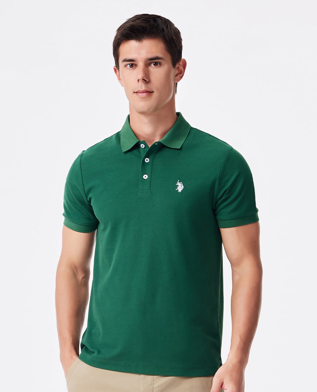 USPA - Áo polo nam cổ bẻ tay ngắn thêu logo