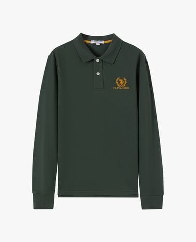  USPA - Áo polo nam cổ bẻ tay dài thêu logo 