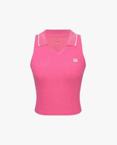  FILA - Áo ba lỗ thể thao nữ cổ bẻ phối logo 