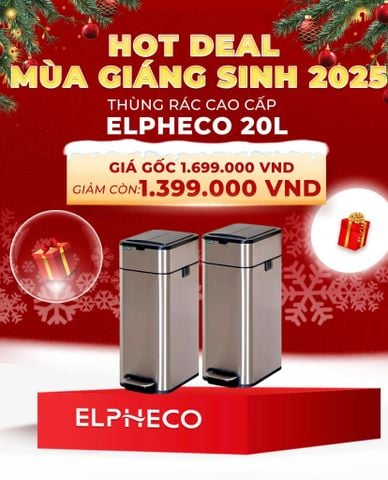  ELPHECO - Thùng rác đạp chân mở hai cánh 20L 