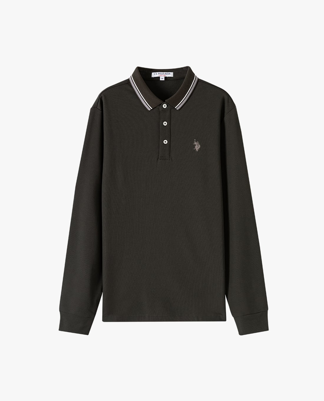USPA - Áo polo nam tay dài thêu logo phối viền