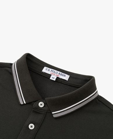  USPA - Áo polo nam tay dài thêu logo phối viền 