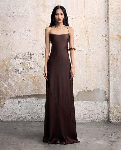  THOME - Đầm hai dây maxi cổ vuông Tám Tiết 