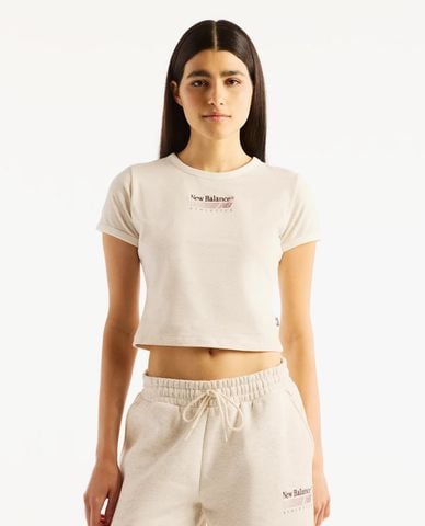  NEW BALANCE - Áo croptop nữ cổ tròn tay ngắn Trackside Ringer 