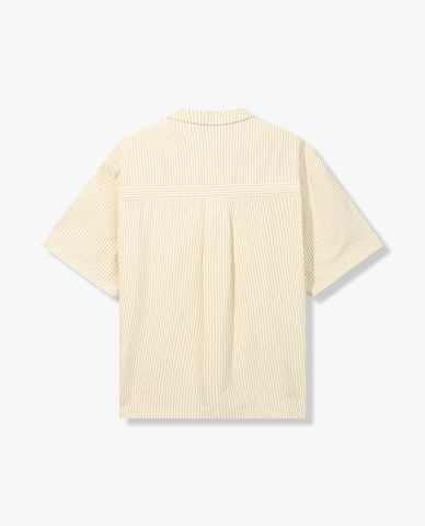  FILA - Áo khoác sơ mi unisex tay ngắn kẻ sọc 