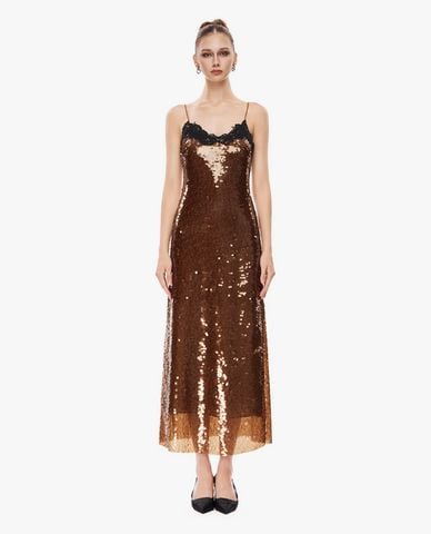  GIGI - Đầm hai dây maxi phối ren đính sequin 