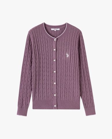  USPA - Áo khoác cardigan nữ tay dài phối viền 