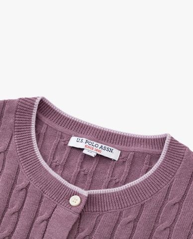  USPA - Áo khoác cardigan nữ tay dài phối viền 