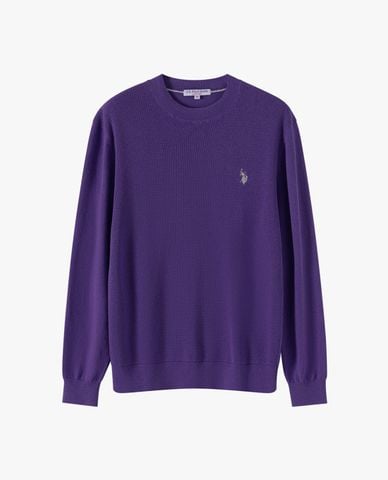  USPA - Áo dệt kim nam cổ tròn tay dài thêu logo 