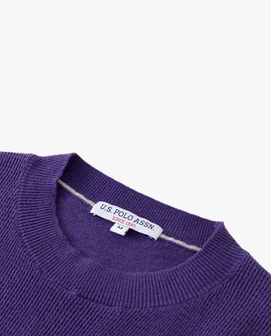  USPA - Áo dệt kim nam cổ tròn tay dài thêu logo 