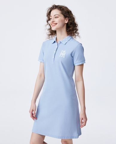  USPA - Đầm polo mini tay ngắn thêu logo phối viền 