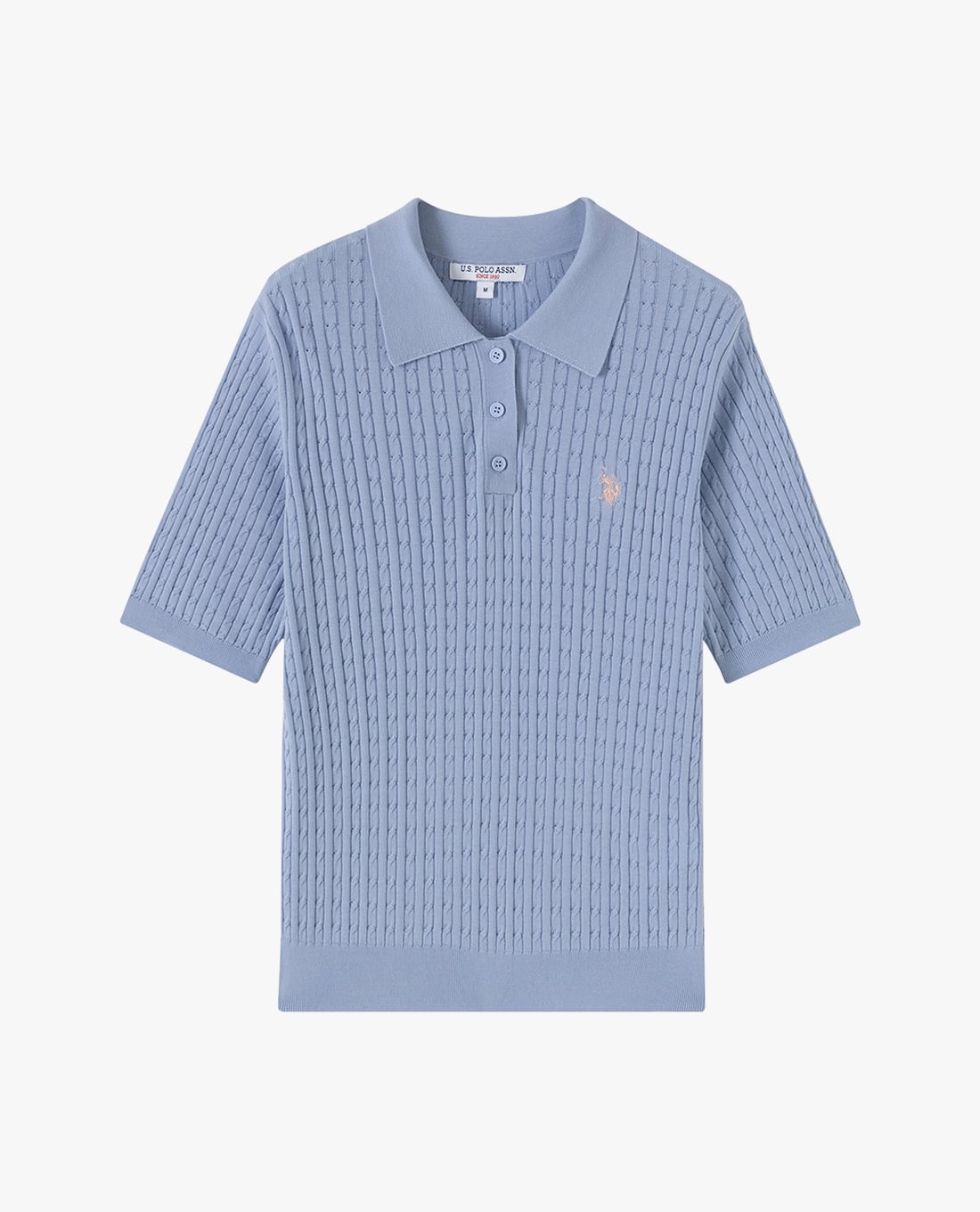 USPA - Áo dệt kim nữ cổ bẻ tay ngắn thêu logo