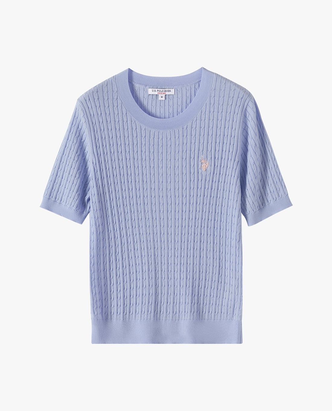 USPA - Áo dệt kim nữ cổ bẻ tay ngắn thêu logo