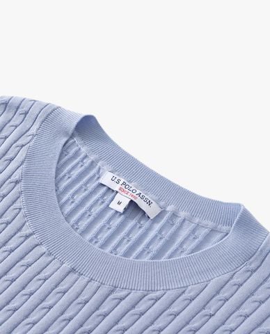  USPA - Áo dệt kim nữ cổ bẻ tay ngắn thêu logo 