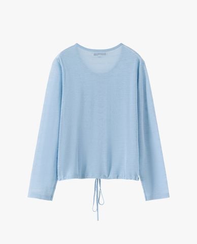  USPA - Áo khoác cardigan nữ cổ tròn tay dài dây rút 