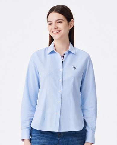  USPA - Áo sơ mi nữ cổ bẻ tay dài thêu logo 