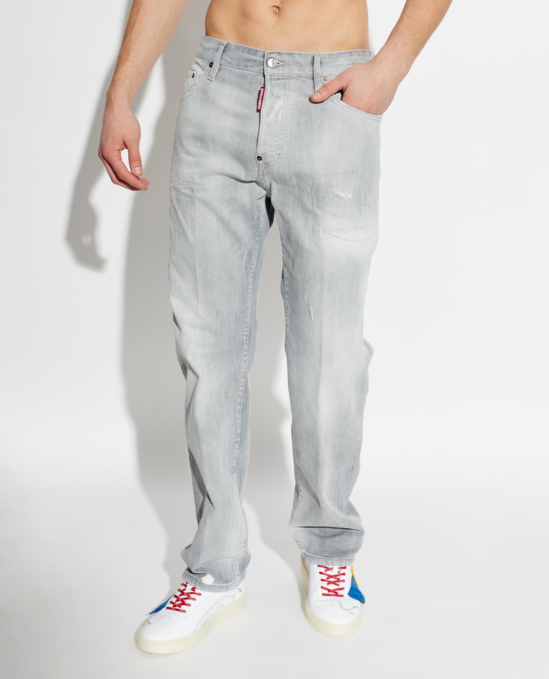 DSQUARED2 - Quần jeans nam ống đứng wash bạc