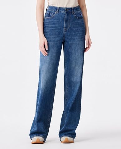  USPA - Quần jeans nữ ống đứng wash bạc 