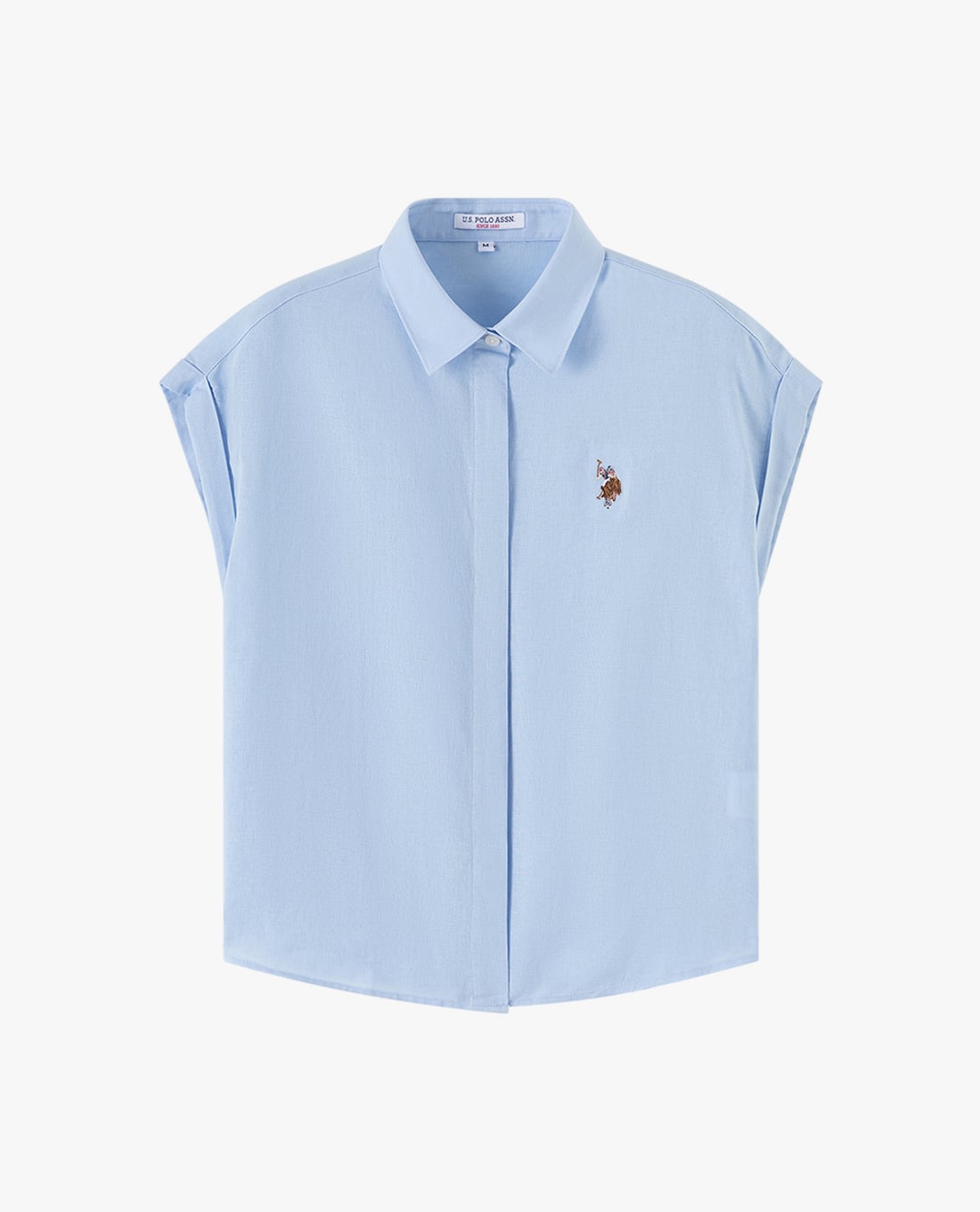USPA - Áo sơ mi nữ cổ bẻ tay gập thêu logo