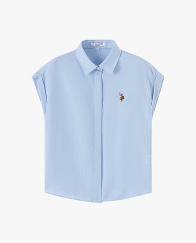 USPA - Áo sơ mi nữ cổ bẻ tay gập thêu logo 