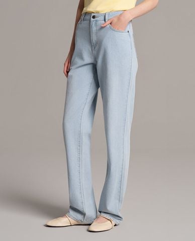  USPA - Quần jeans nữ ống đứng thêu logo 