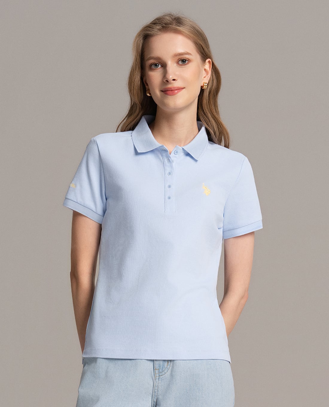 USPA - Áo polo nữ cổ bẻ tay ngắn thêu logo