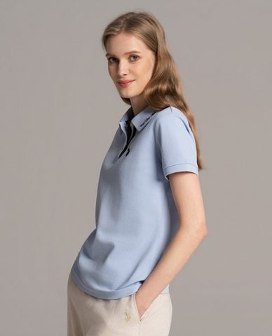  USPA - Áo polo nữ cổ bẻ thêu chữ tay ngắn 