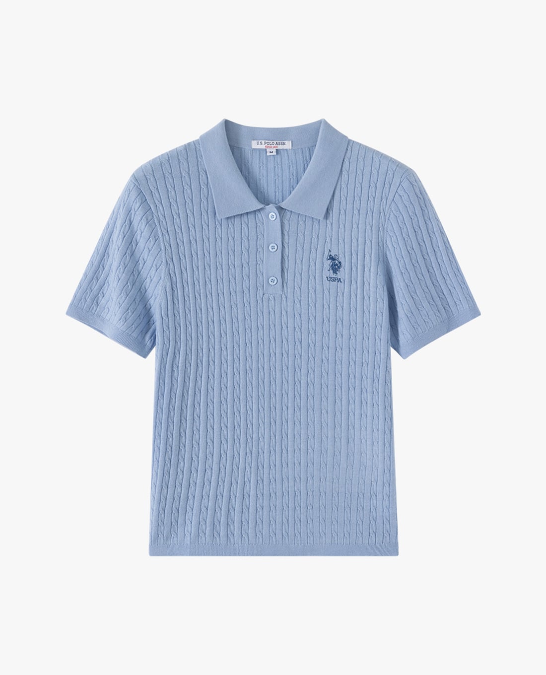 USPA - Áo dệt kim nữ cổ bẻ tay ngắn thêu logo