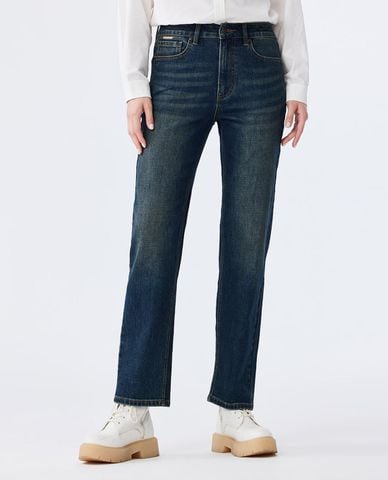  USPA - Quần jeans nữ ống đứng wash bạc 