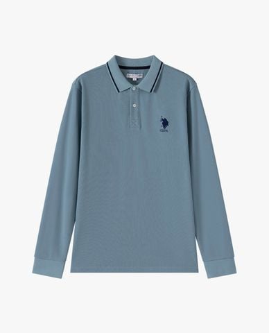  USPA - Áo polo nam cổ bẻ tay dài thêu logo 