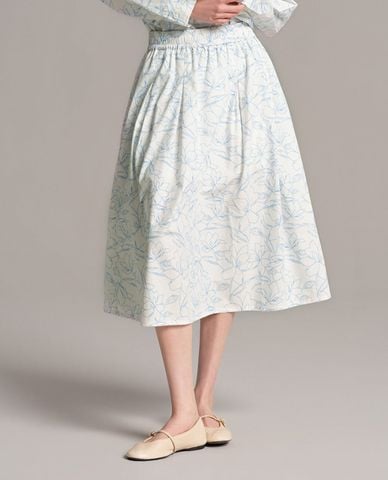  USPA - Chân váy chữ A midi lưng thun in họa tiết 