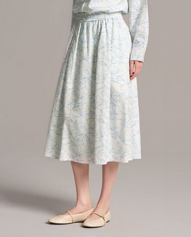  USPA - Chân váy chữ A midi lưng thun in họa tiết 