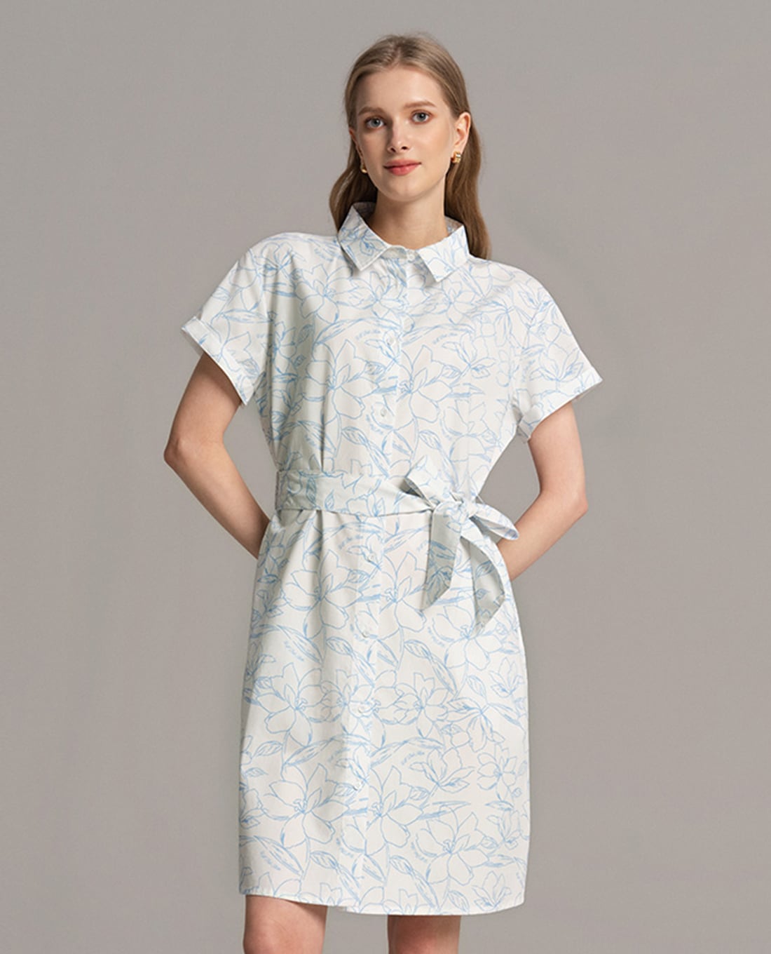 USPA -  Đầm sơ mi mini tay ngắn in họa tiết