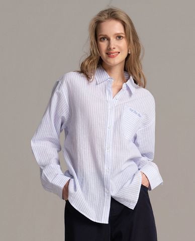  USPA - Áo sơ mi nữ cổ bẻ tay dài kẻ sọc 